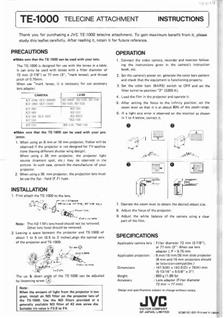 JVC TE 1000 manual. Camera Instructions.